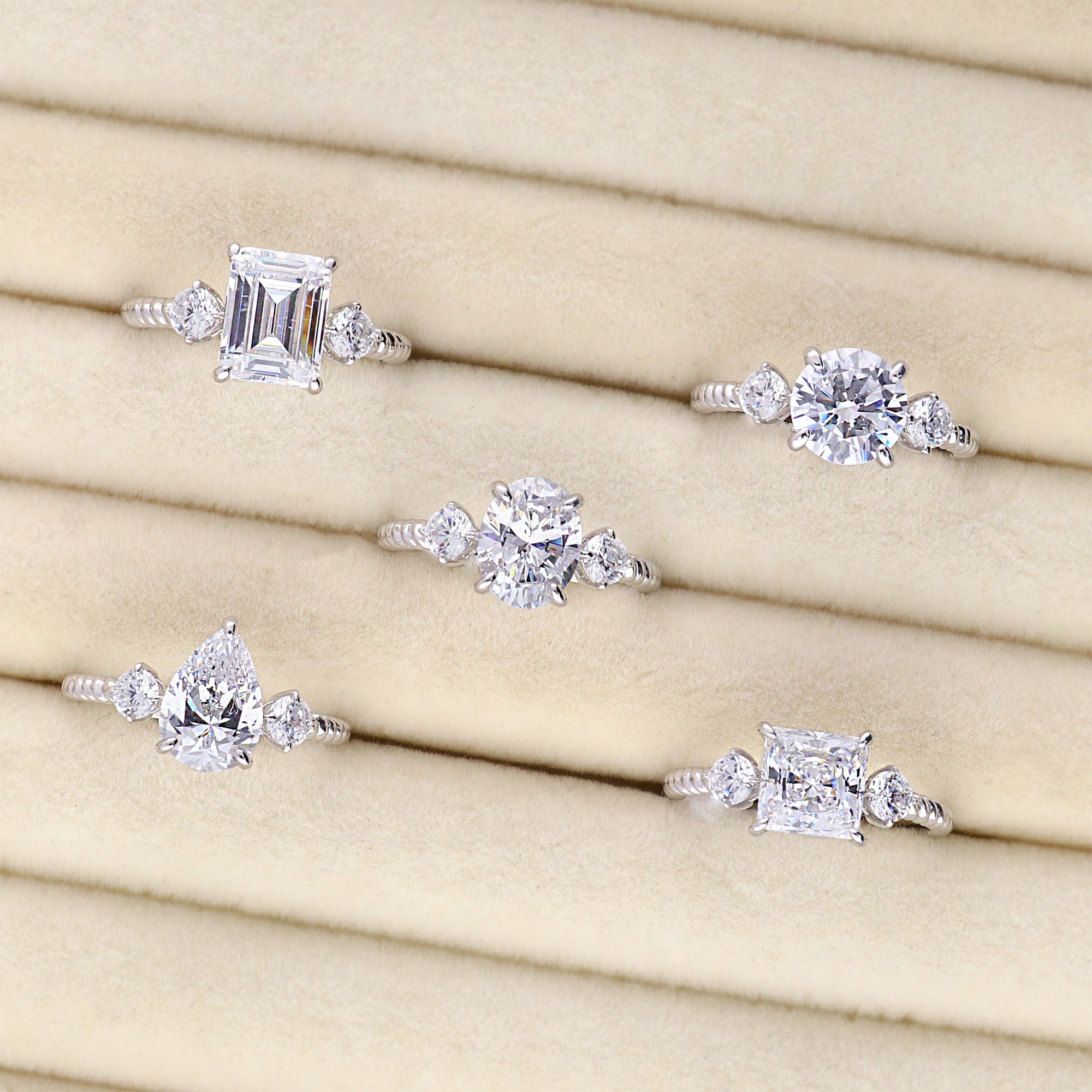 3-Stone Woven 1.8ct Pear CZ Ring in Sterling Silver