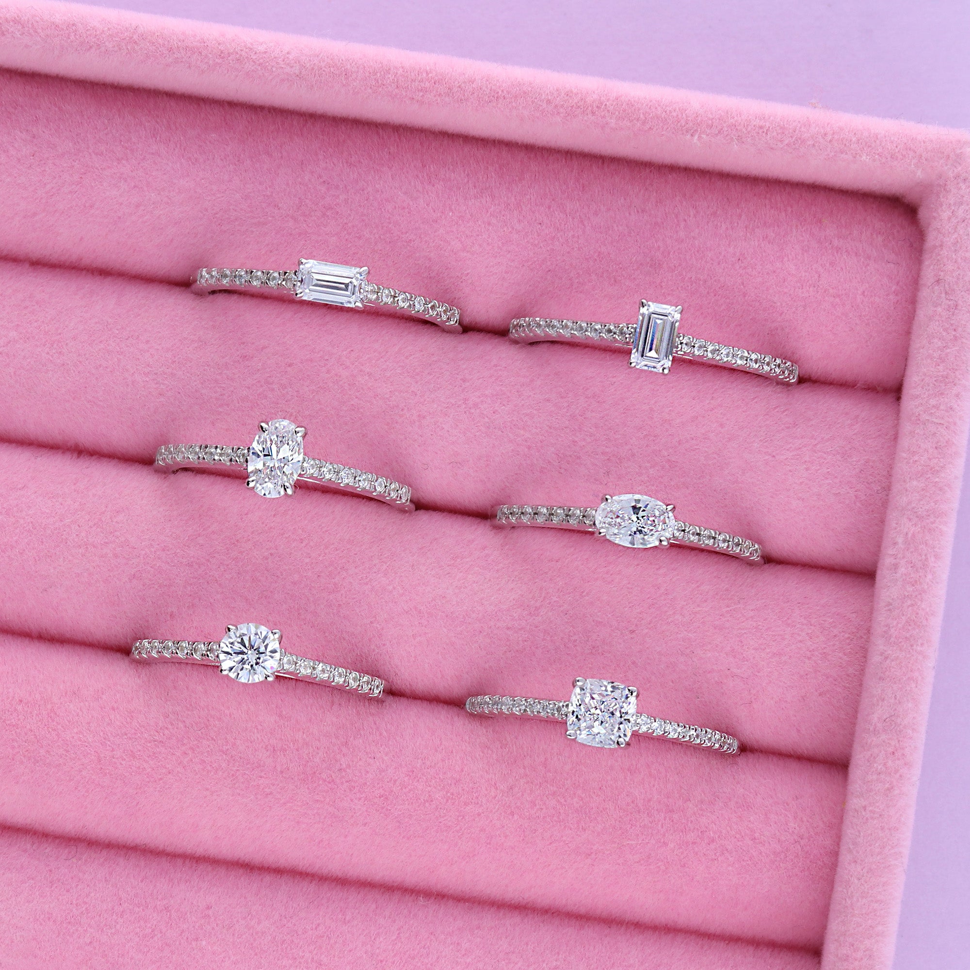 Solitaire East-West 0.3ct Emerald Cut CZ Ring in Sterling Silver