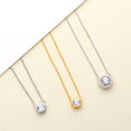 Flatlay view of Solitaire 0.45ct Bezel CZ Mini Necklace in Sterling Silver, Rhodium Plated