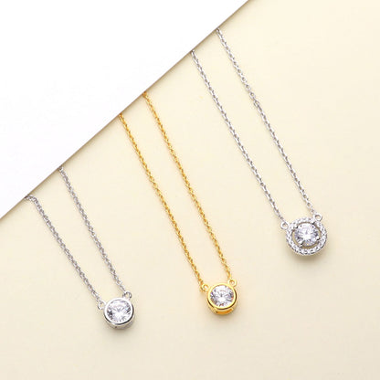 Solitaire Bubble Bar CZ Layered Necklace Set in Sterling Silver