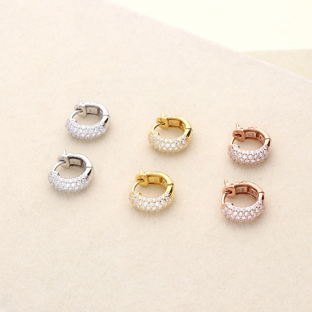 Dome CZ Mini Cartilage Huggie Earrings in Sterling Silver 0.5"