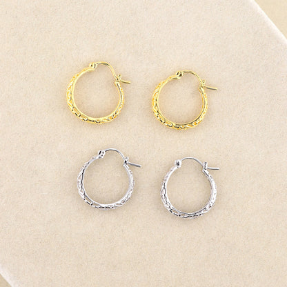 Filigree Hoop Earrings in Gold Flashed Sterling Silver, 2 Pairs