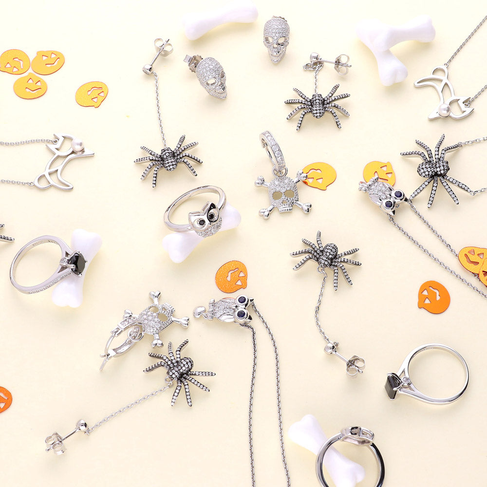 Flatlay view of Spider CZ Dangle Earrings in Sterling Silver, 5 of 6
