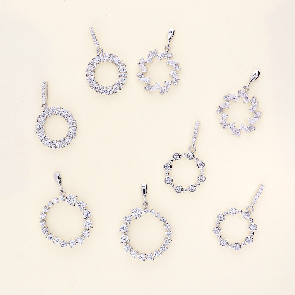 Open Circle CZ Dangle Earrings in Sterling Silver