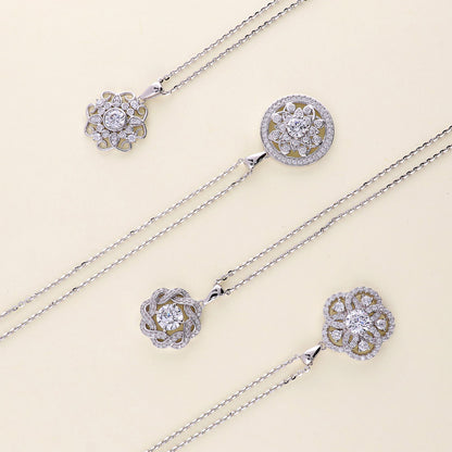 Flower CZ Pendant Necklace in Sterling Silver