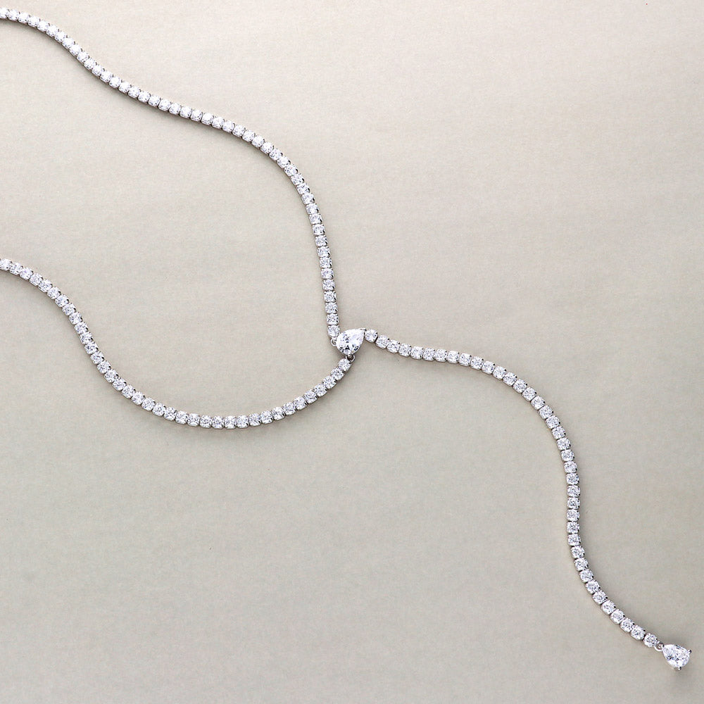 Sterling Silver Cubic Zirconia CZ Lariat Necklace – BERRICLE