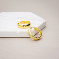 Flatlay view of Dome Small Hoop Earrings in Sterling Silver 0.8-1 inch, 2 Pairs, Yellow Gold Flashed