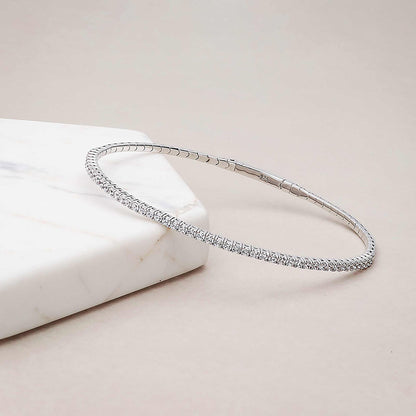 Flexible CZ Bangle in Sterling Silver