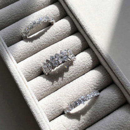 Cluster Art Deco CZ Band in Sterling Silver