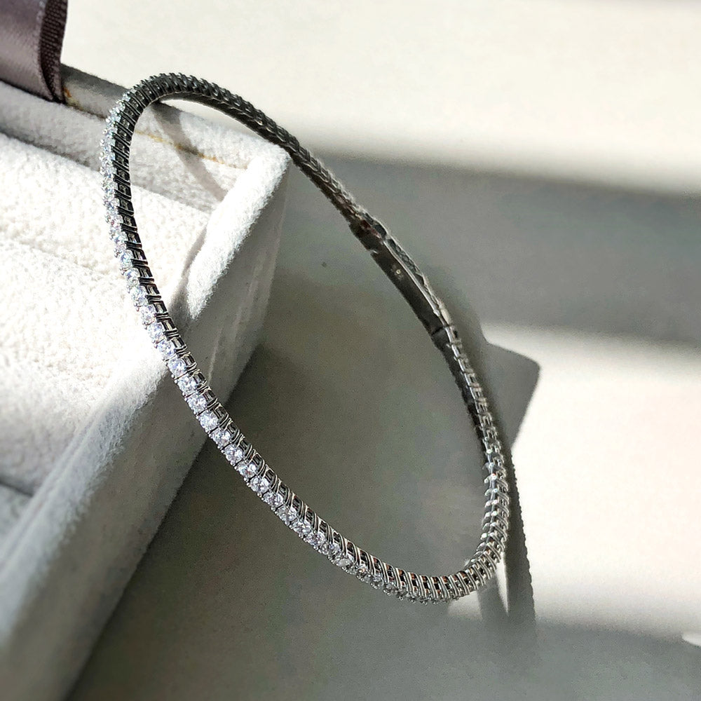 Sterling Silver Flexible Cubic Zirconia CZ Bangle #VS909-01 – BERRICLE