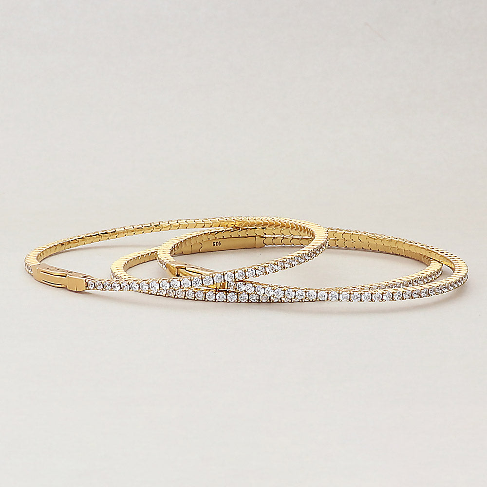 Flexible CZ Bangle in Gold Flashed Sterling Silver