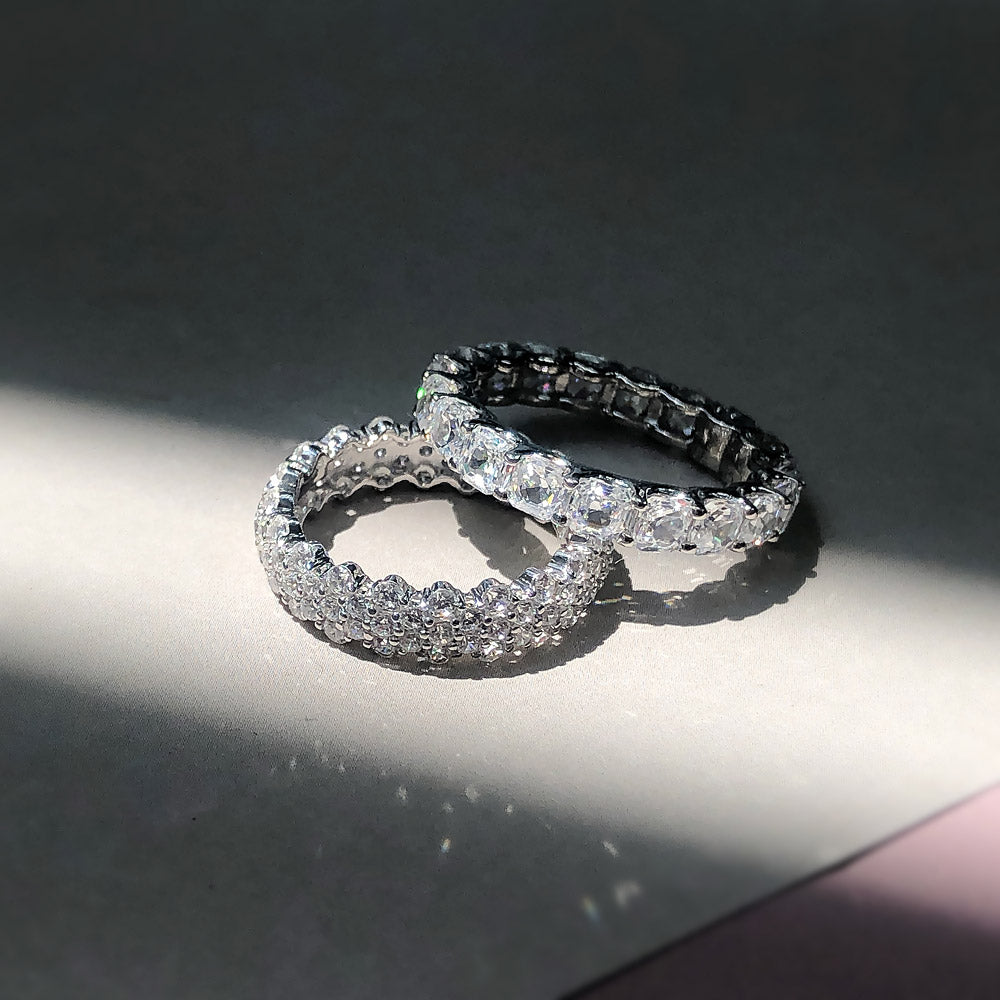Flatlay view of Cluster CZ Eternity Ring in Sterling Silver, 8 of 11