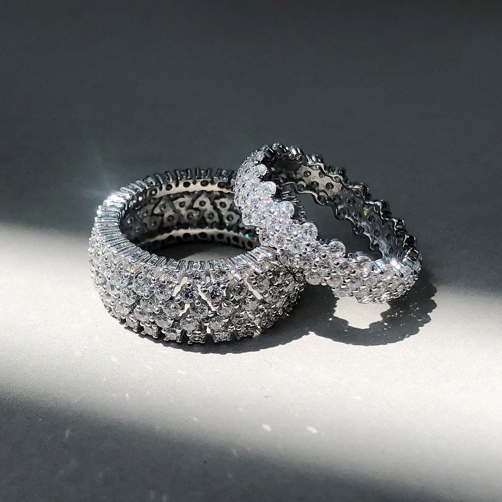 Flatlay view of Cluster CZ Eternity Ring in Sterling Silver, 6 of 11