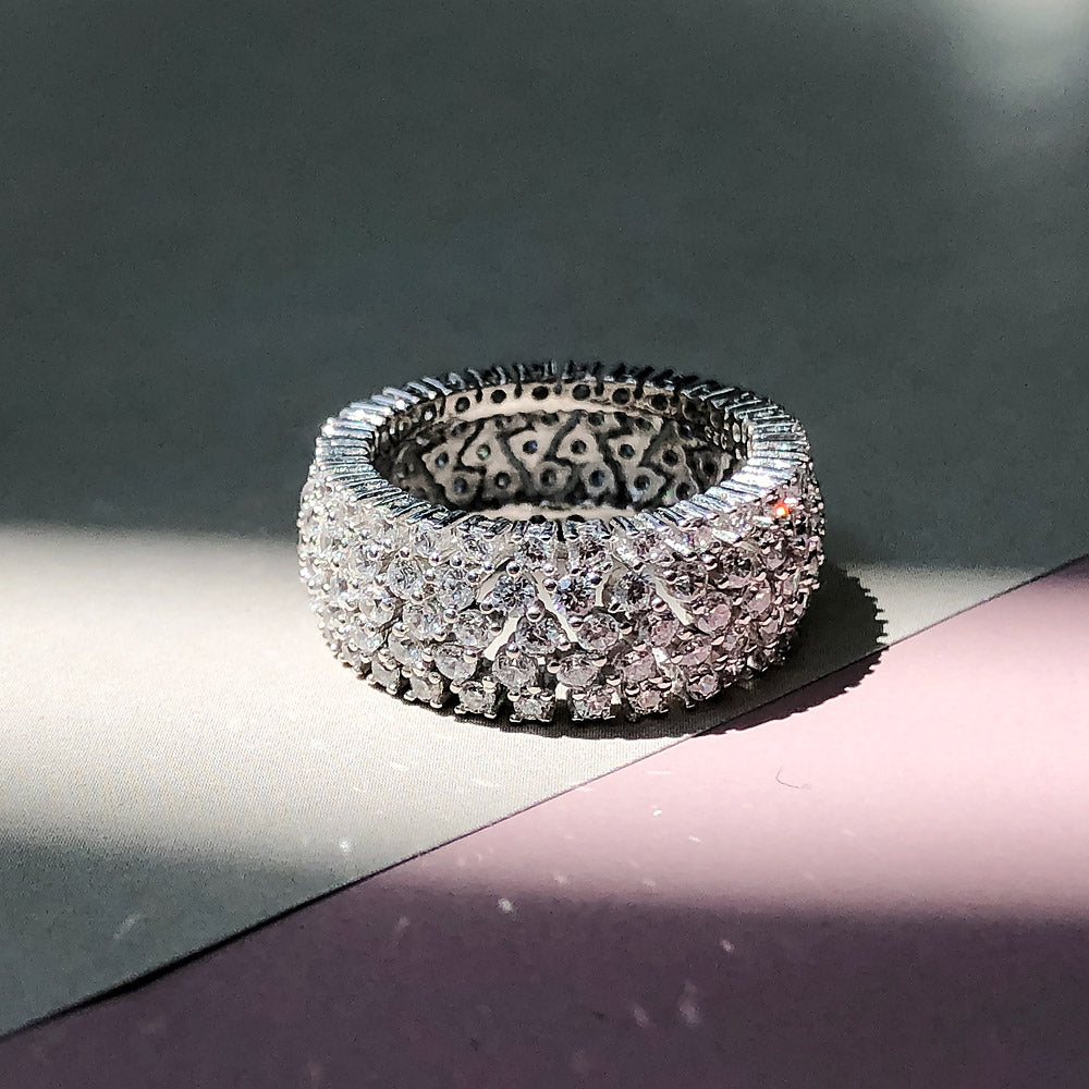 ReFaドライヤーR jewrly Sterling Silver Bubble Bead Bezel Set CZ Half Eternity Ring