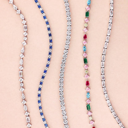 Sapphire-Blue CZ Tennis Bracelet in Sterling Silver