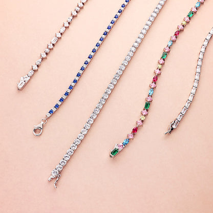 Sapphire-Blue CZ Tennis Bracelet in Sterling Silver
