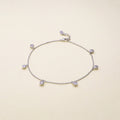 Flatlay view of CZ Cable Chain Charm Anklet in Sterling Silver, Morganite Color
