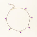 Flatlay view of CZ Cable Chain Charm Anklet in Sterling Silver, Morganite Color
