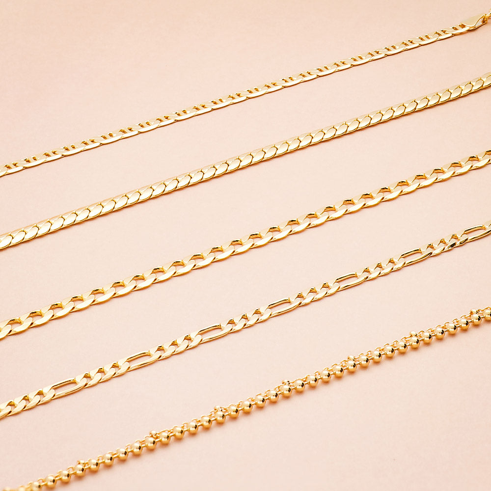 Flatlay view of Wheat Chain Anklet Ankle Bracelet in Base Metal, Gold-Tone