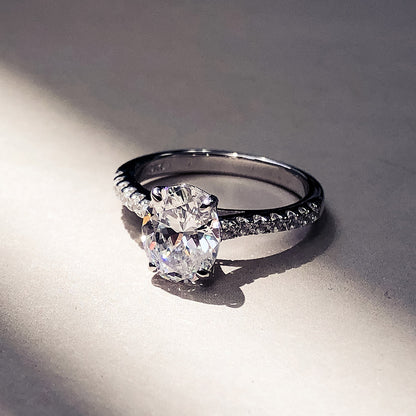 Solitaire 1.8ct Oval CZ Ring in Sterling Silver