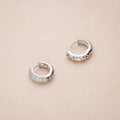 Flatlay view of Dome CZ Small Hoop Earrings 0.8 inch, Silver-Tone
