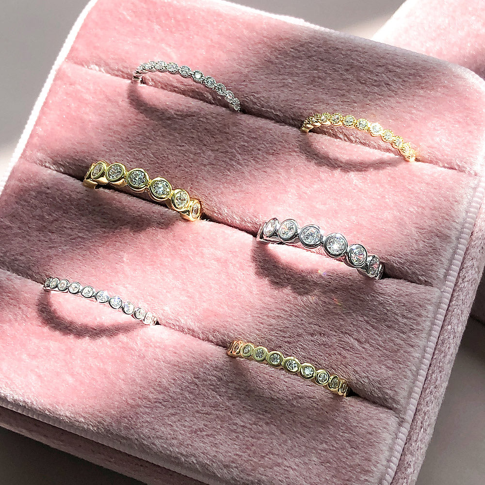 Bubble Eternity Ring Style R1780-01, Bubble Eternity Ring Style R1780-02 in Flatlay Display