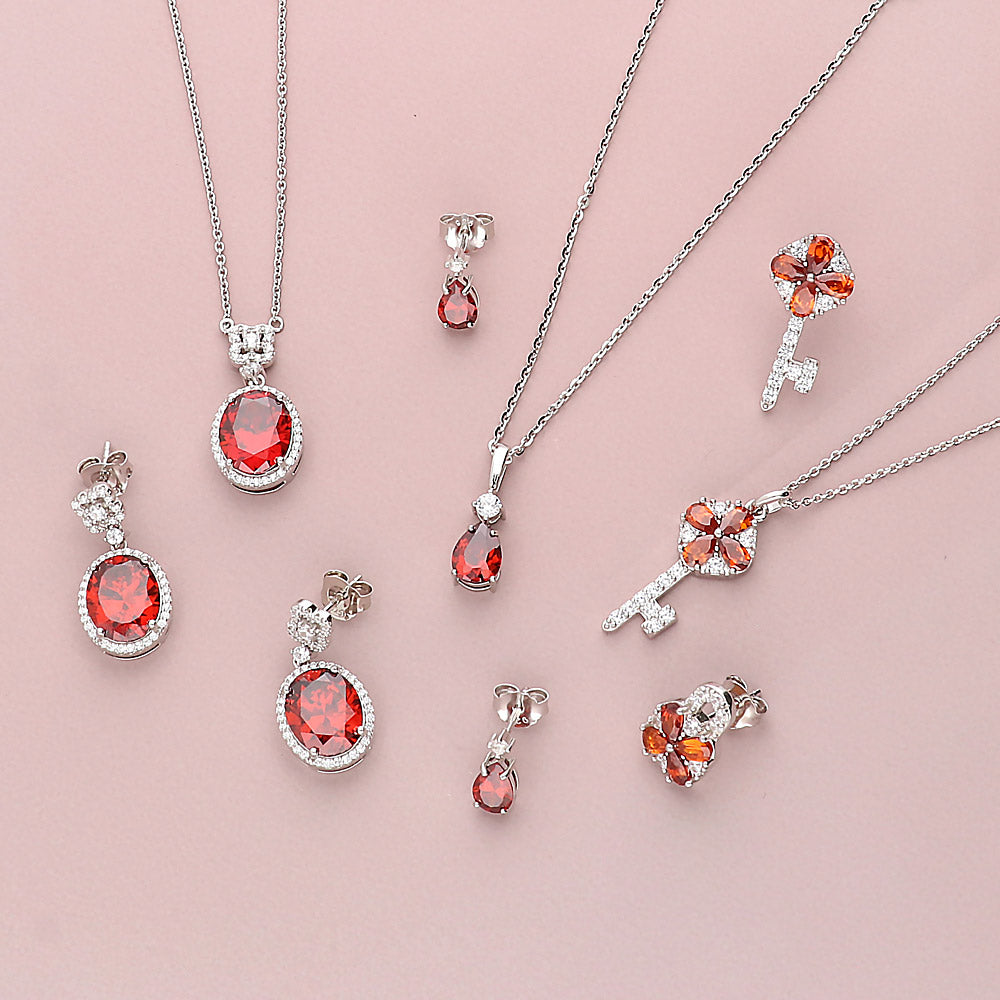 Sterling silver oval CZ earrings