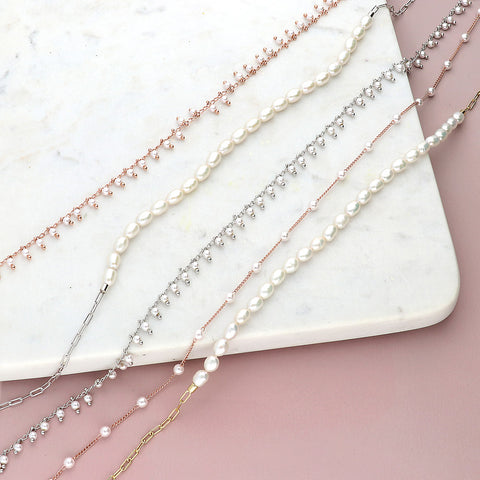 Station Necklace Style N1654-01, Station Necklace Style N1654-03 in Flatlay Display