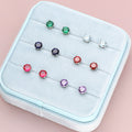 Flatlay view of Solitaire 1.6ct CZ Cartilage Stud Earrings in Sterling Silver