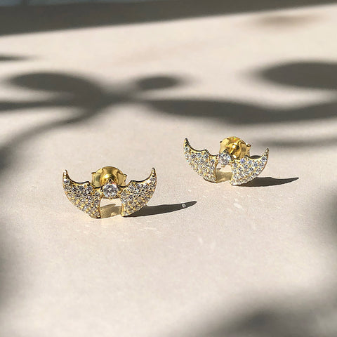 Bat Stud Earrings Style E1881-01 in Flatlay Display