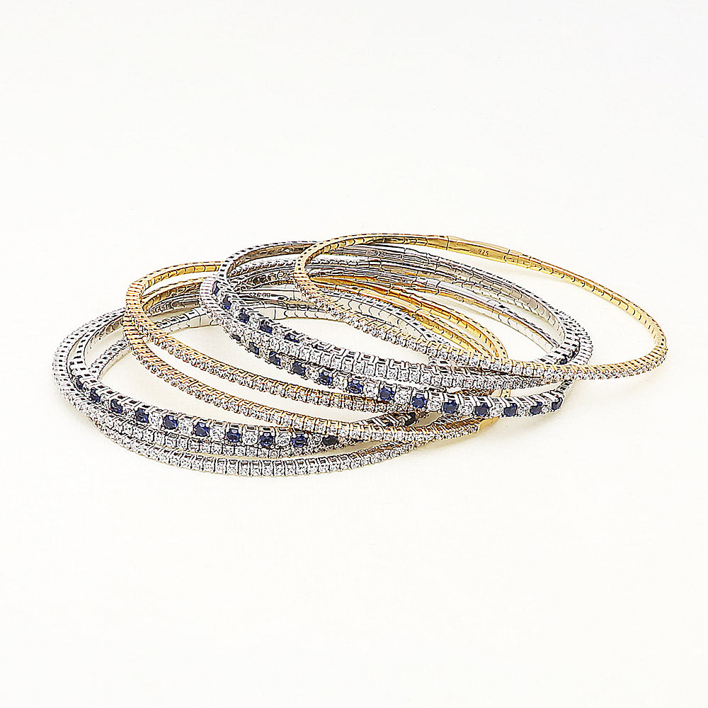 Sterling Silver Flexible Cubic Zirconia CZ Bangle #VS909-01 – BERRICLE