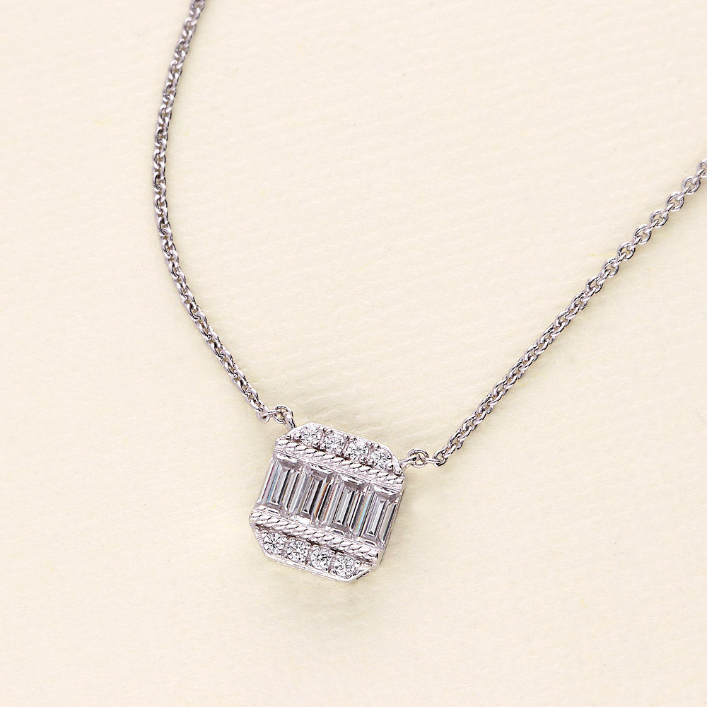 Art Deco CZ Pendant Necklace in Sterling Silver