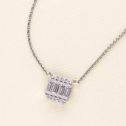Art Deco CZ Pendant Necklace in Sterling Silver