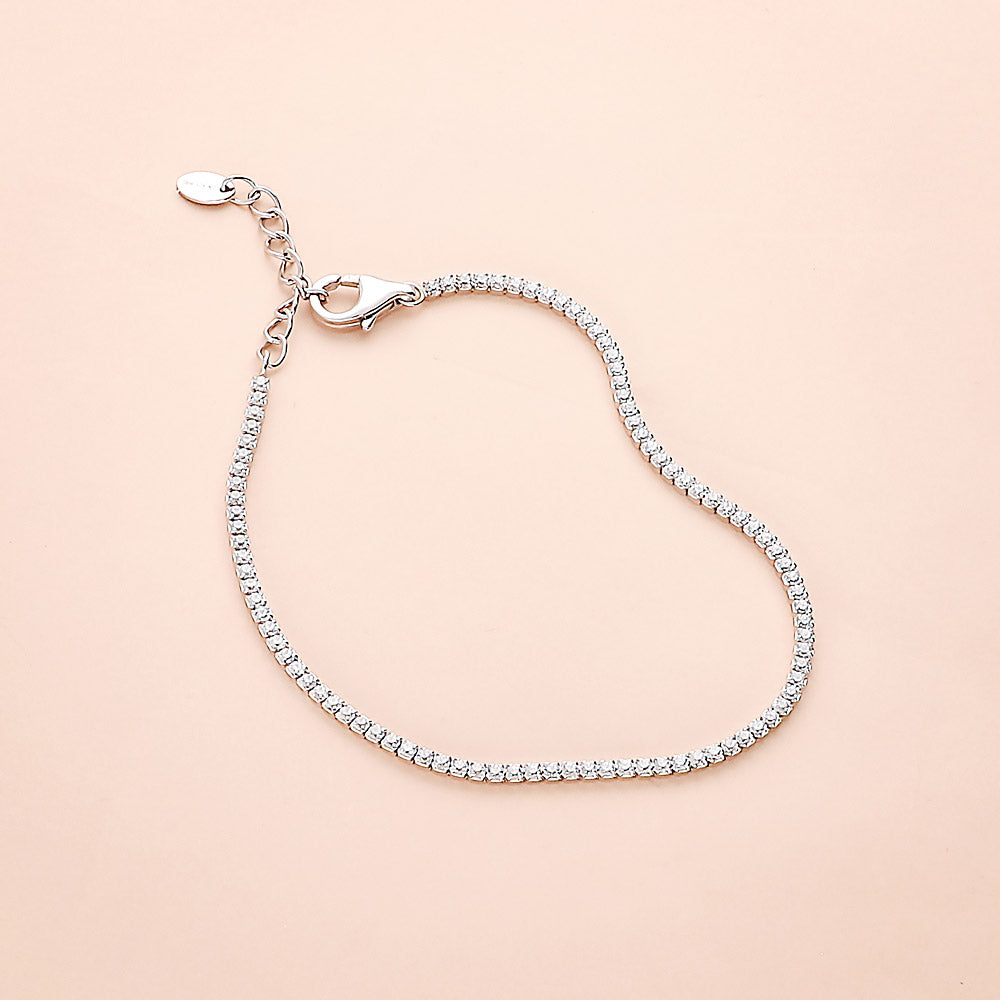 Sterling Silver Cubic Zirconia CZ Tennis Bracelet 7 inch