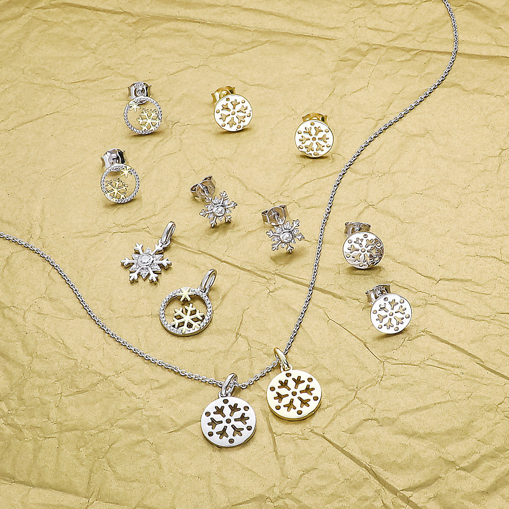 Sterling Silver Snowflake Cubic Zirconia CZ Fashion Necklace