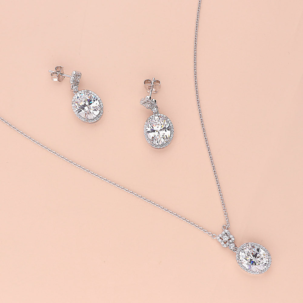 Sterling silver oval CZ earrings