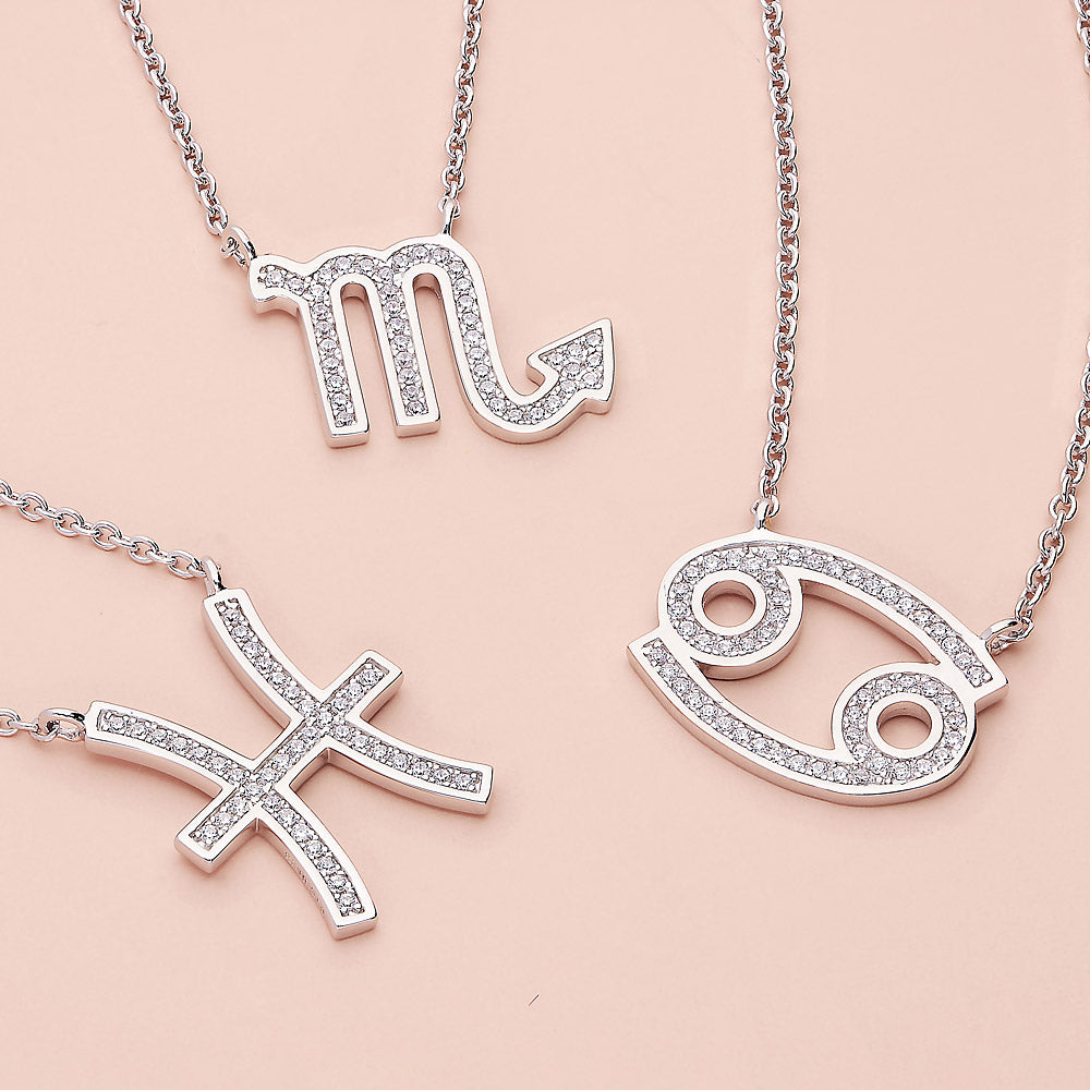 Sterling Silver Zodiac Cubic Zirconia CZ Pendant Necklace – BERRICLE