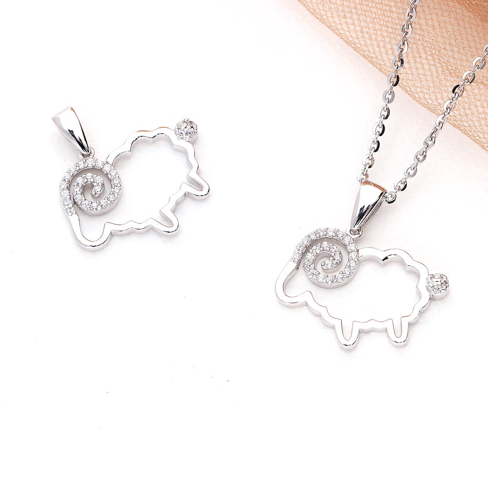 Sterling Silver Sheep Cubic Zirconia CZ Pendant Necklace – BERRICLE