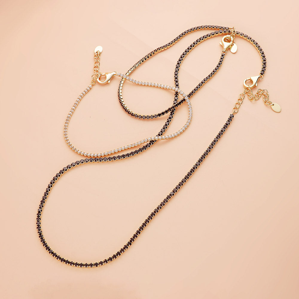 Side Set Cross Necklace with Cubic Zirconia CZ Gold-plated Sterling Silver Side Set Cross Necklace with Cubic Zirconia CZ Gold-plated Sterling Silver