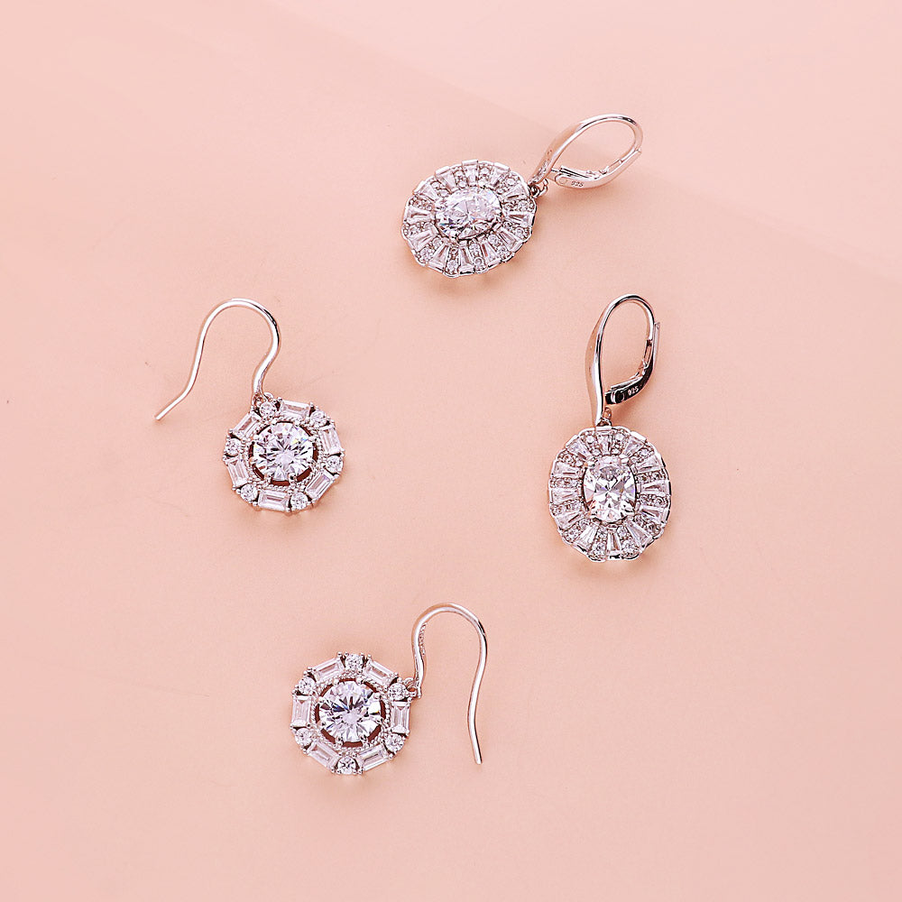 Halo Dangle Earrings Style E1737-01, Halo Dangle Earrings Style E1774-01 in Flatlay Display