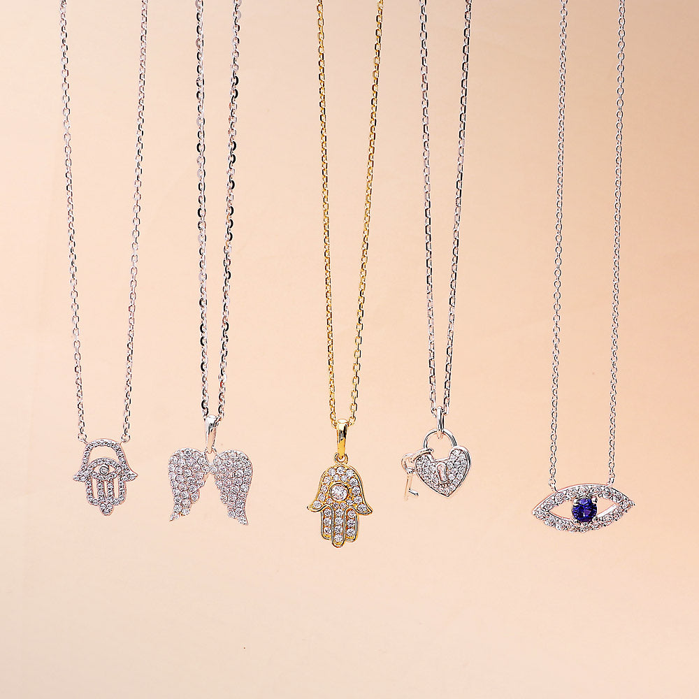 Collana In Acciaio Inox Con Ciondolo A Mano Di Fatima (Hamsa Collana In Acciaio Inox Con Ciondolo A Mano Di Fatima (Hamsa