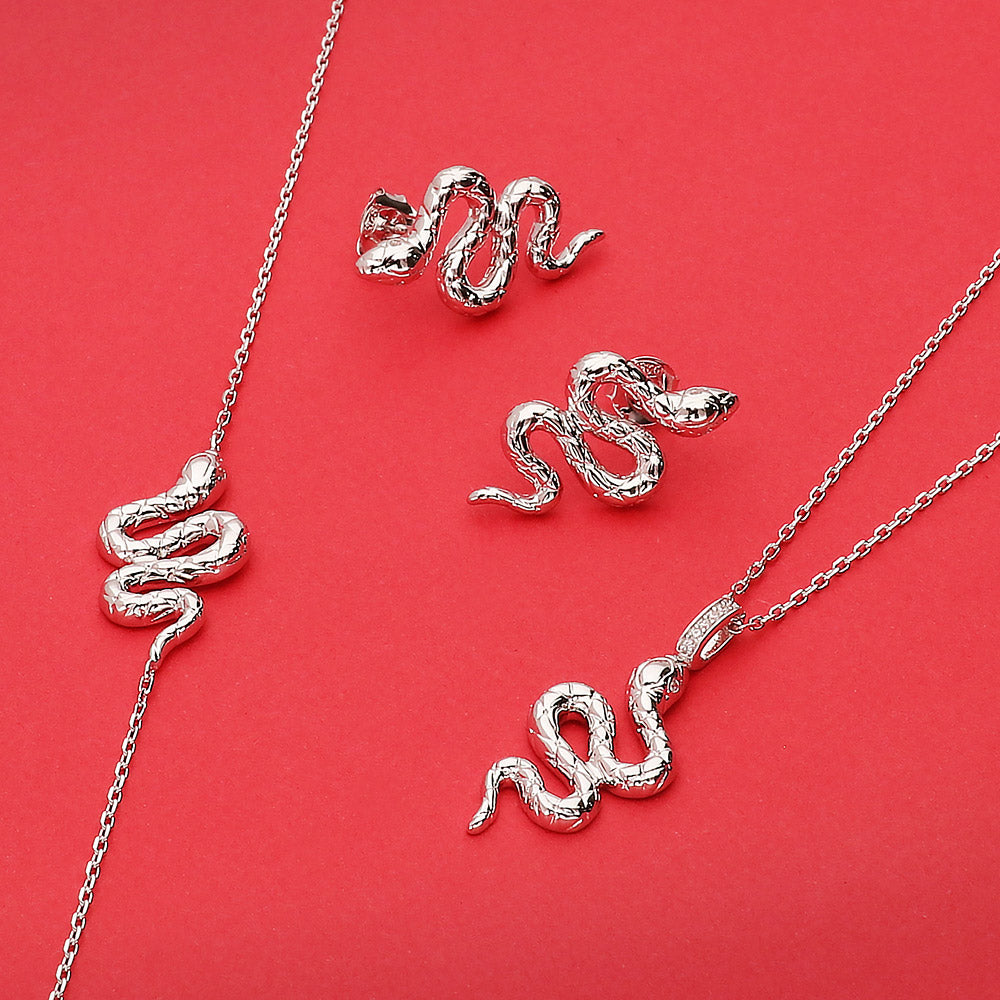 Sterling Silver Snake Cubic Zirconia CZ Pendant Necklace – BERRICLE