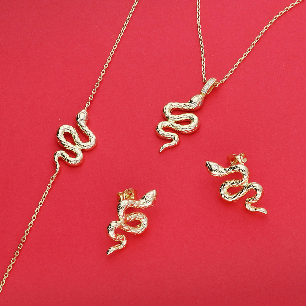 Sterling Silver Snake Cubic Zirconia CZ Pendant Necklace – BERRICLE