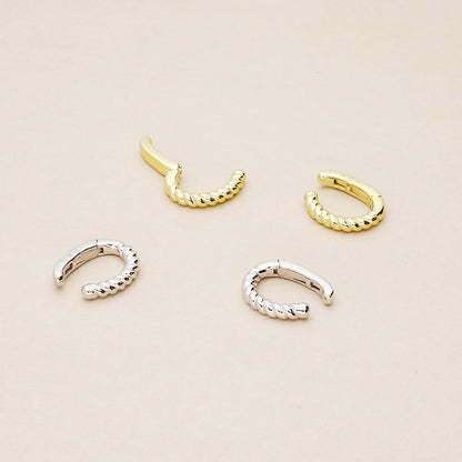Cable Ear Cuff Cartilage Earrings in Sterling Silver, 2 Pairs