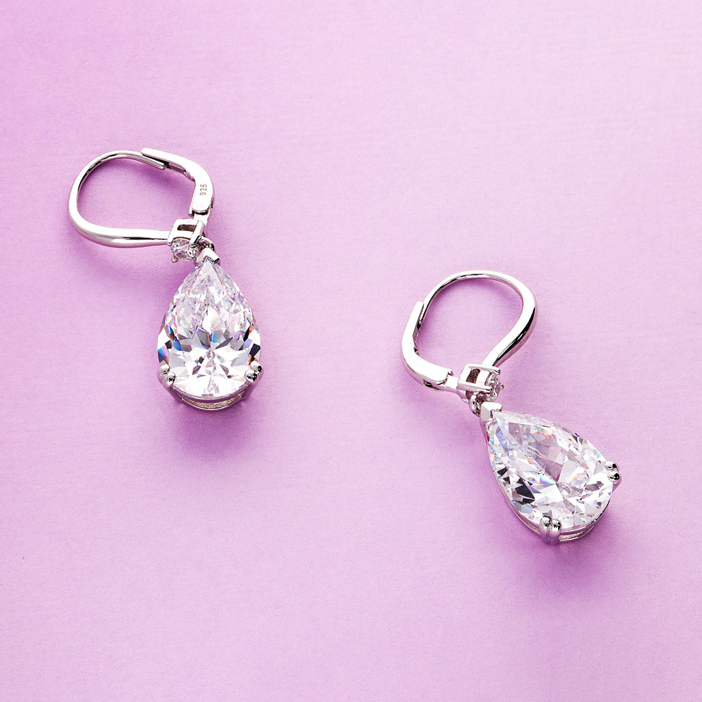 Sterling Silver Bubble Open Circle Bead CZ Dangle Earrings