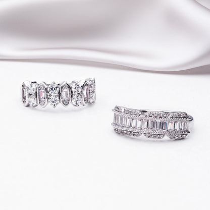 Cluster Art Deco CZ Band in Sterling Silver