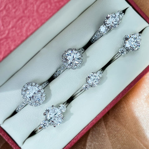 3-Stone Ring, Halo Ring
