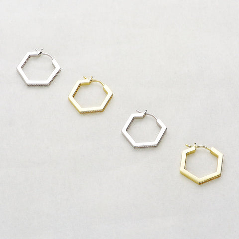 Hexagon Inside-Out Hoop Earrings