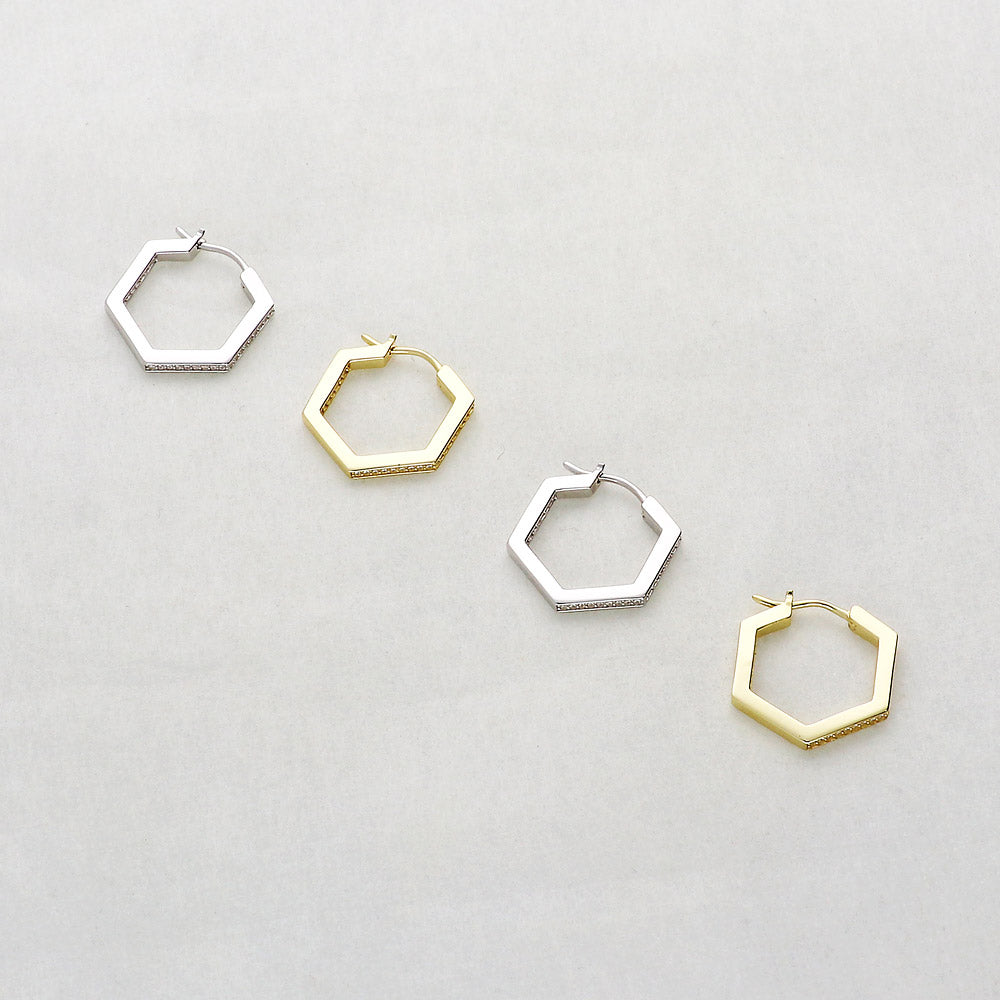 Hexagon Inside-Out Hoop Earrings