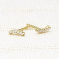 Flatlay view of Bar CZ Stud Earrings in Sterling Silver, Yellow Gold Flashed